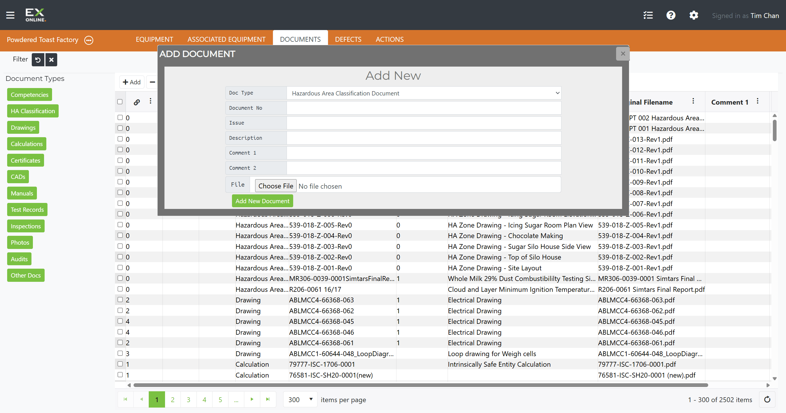 Add Document dialog showing the Add New form