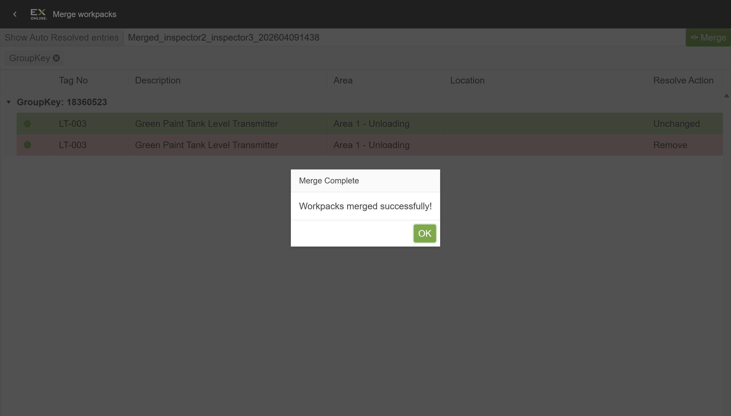 Merge Complete confirmation after resolving conflicts