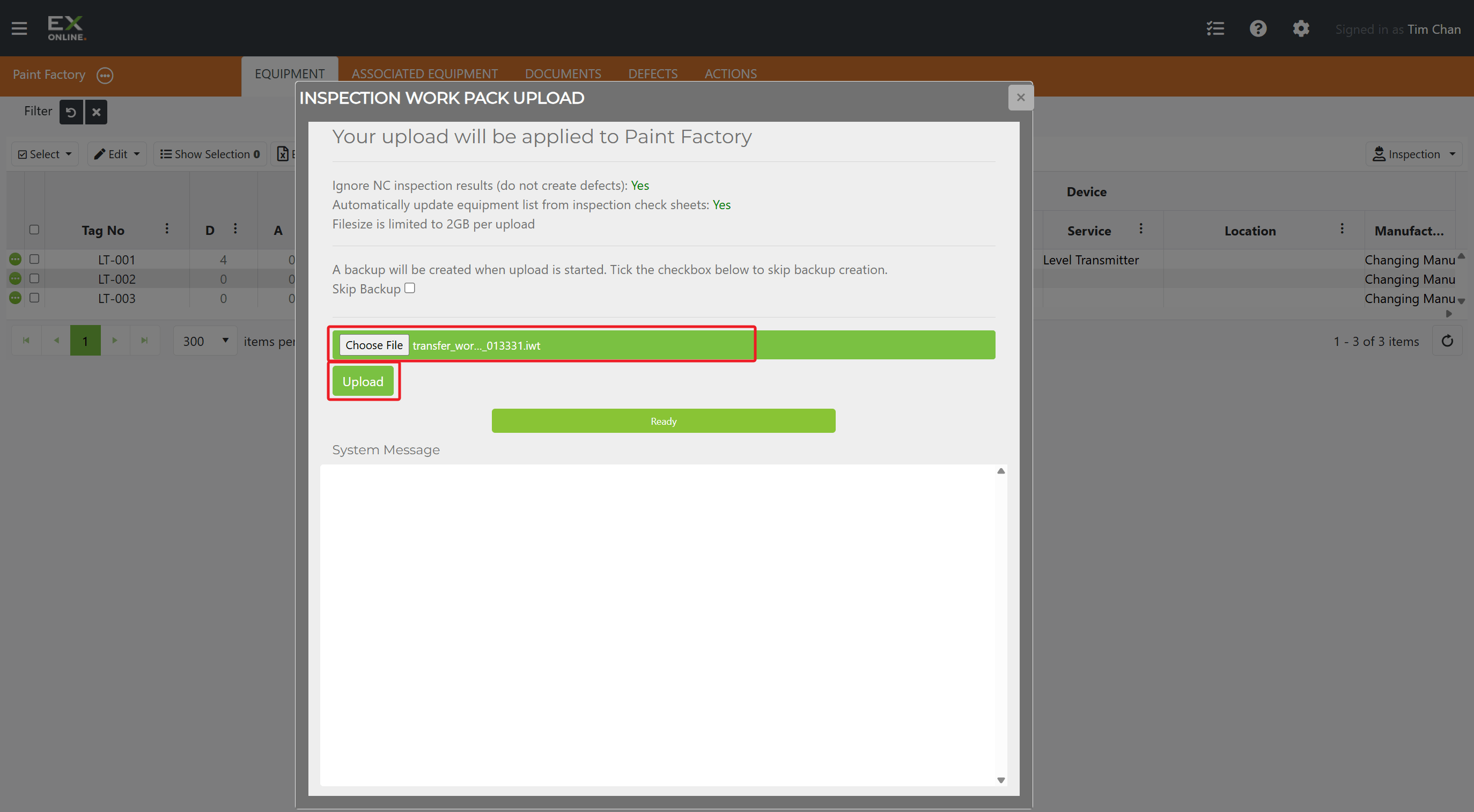 IWP Upload dialog